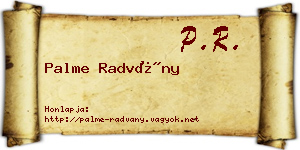 Palme Radvány névjegykártya